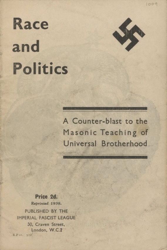 Book Cover of RACE AND POLITICS: A COUNTER–BLAST TO THE MASONIC TEACHING OF UNIVERSAL BROTHERHOOD