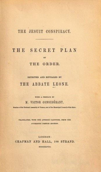 Book Cover of THE JESUIT CONSPIRACY: THE SECRET PLAN OF THE ORDER