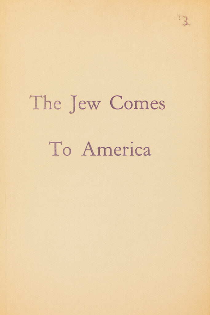 Book Cover of THE JEW COMES TO AMERICA