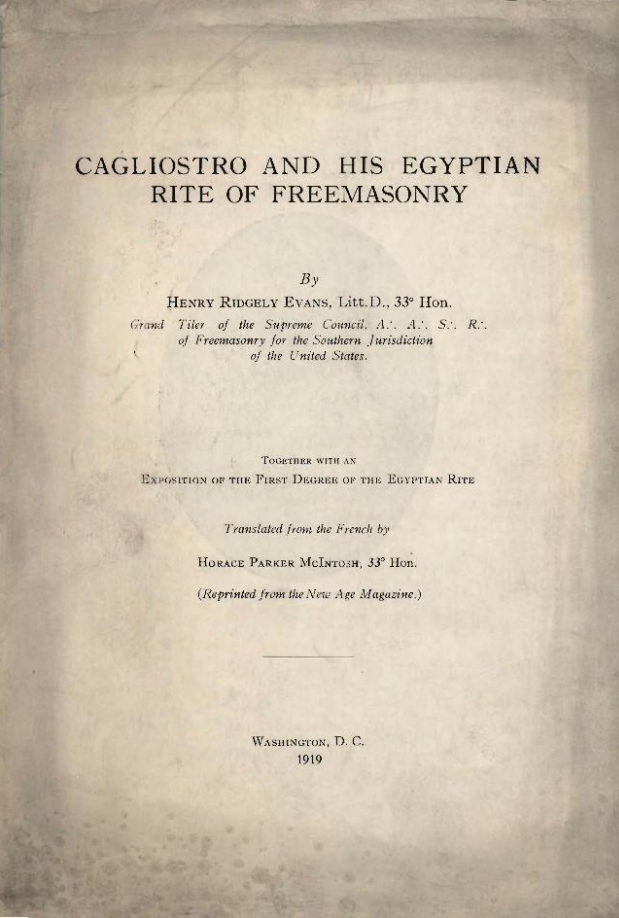 Book Cover of CAGLIOSTRO AND HIS EGYPTIAN RITE OF FREEMASONRY