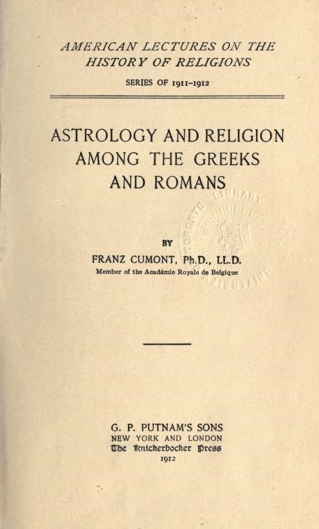 Book Cover of ASTROLOGY AND RELIGION AMONG THE GREEKS AND ROMANS