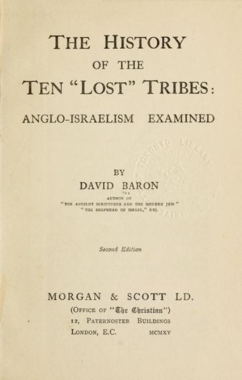 Book Cover of THE HISTORY OF THE TEN LOST TRIBES; ANGLO–ISRAELISM EXAMINED