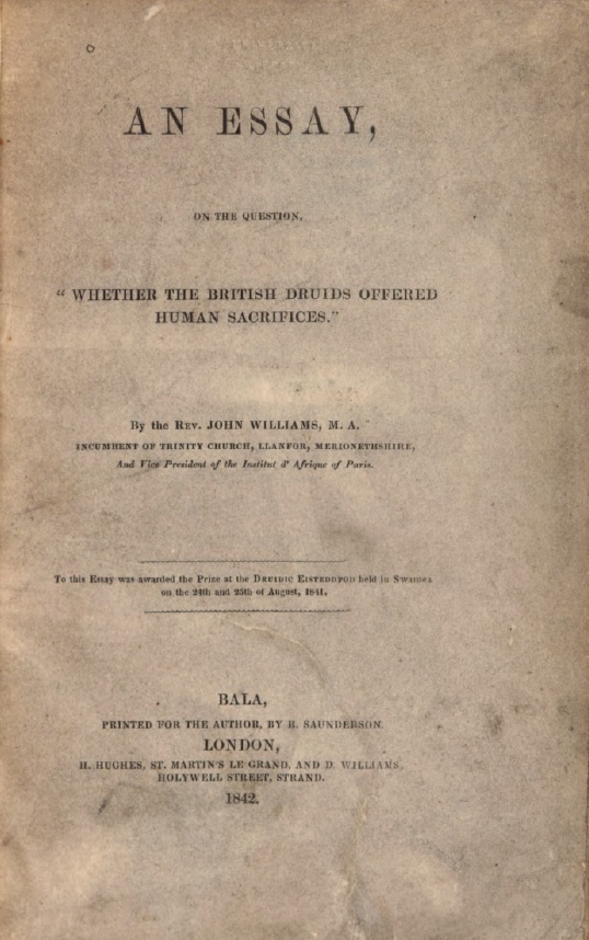 Book Cover of AN ESSAY, ON THE QUESTION “WHETHER THE BRITISH DRUIDS OFFERED HUMAN SACRIFICES.”