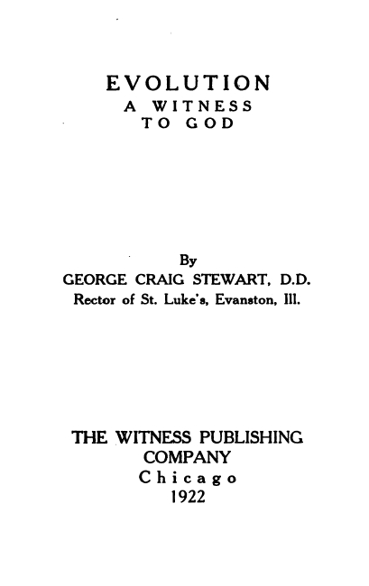 Book Cover of EVOLUTION A WITNESS TO GOD