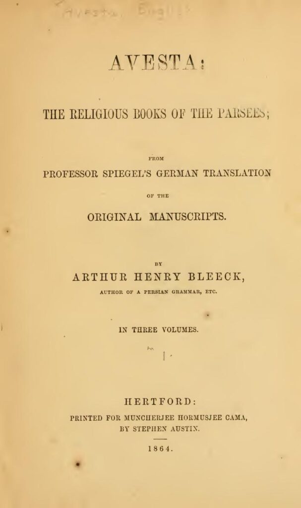 Book Cover of AVESTA: THE RELIGIOUS BOOKS OF THE PARSEES