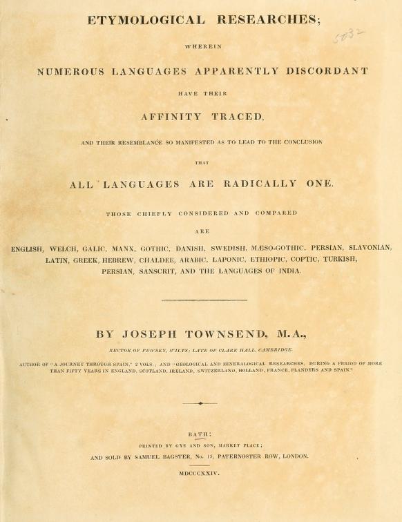 Book Cover of ETYMOLOGICAL RESEARCHES; WHEREIN NUMEROUS LANGUAGES APPARENTLY DISCORDANT HAVE THEIR AFFINITY TRACED, AND THEIR RESEMBLANCE SO MANIFESTED AS TO LEAD TO THE CONCLUSION THAT ALL LANGUAGES ARE RADICALLY ONE