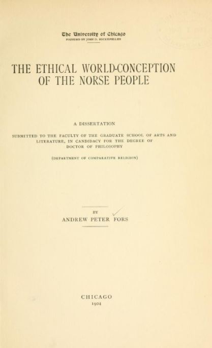 Book Cover of THE ETHICAL WORLD–CONCEPTION OF THE NORSE PEOPLE..