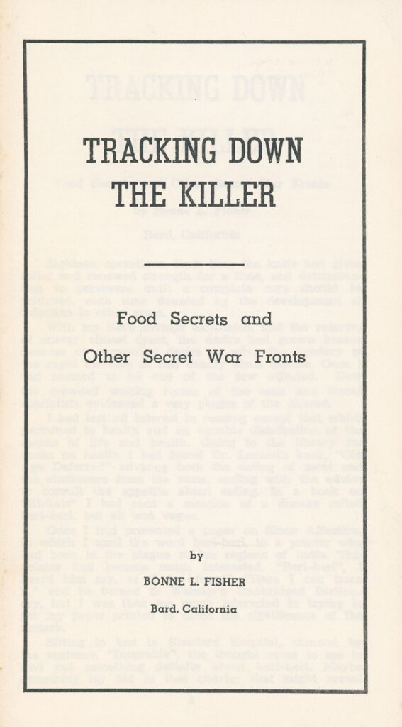 Book Cover of TRACKING DOWN THE KILLER: FOOD SECRETS AND OTHER SECRET WAR FRONTS