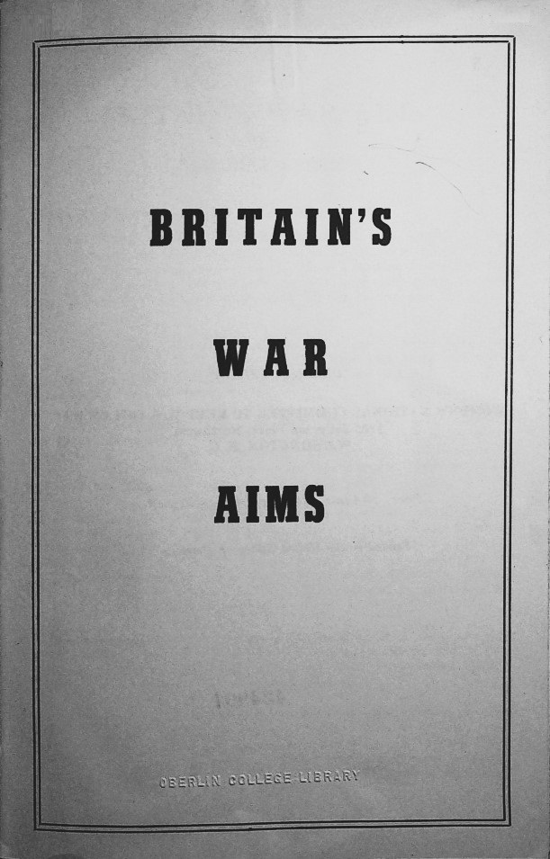 Book Cover of BRITAIN'S WAR AIMS