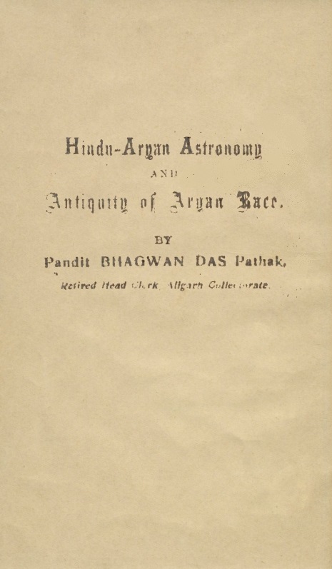 Book Cover of HINDU-ARYAN ASTRONOMY AND ANTIQUITY OF ARYAN RACE