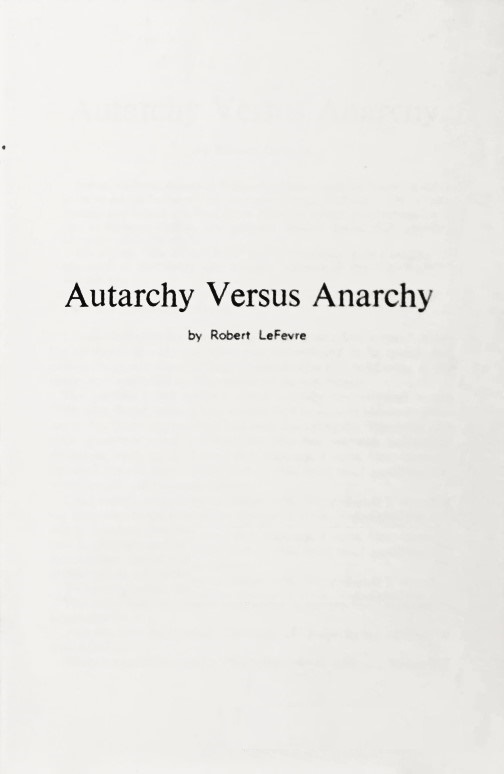 Book Cover of AUTARCHY VERSUS ANARCHY