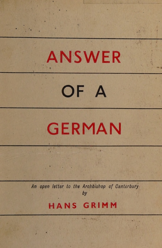 Book Cover of ANSWER OF A GERMAN; AN OPEN LETTER TO THE ARCHBISHOP OF CANTERBURY