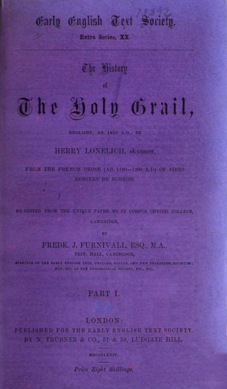 Book Cover of THE HISTORY OF THE HOLY GRAIL VOL I-IV