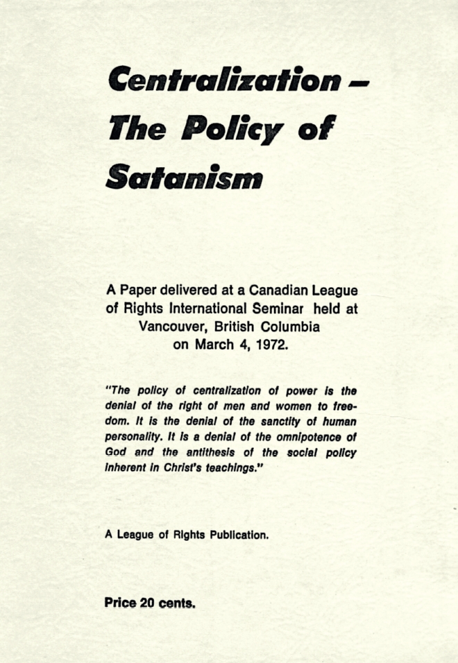 Book Cover of CENTRALIZATION : THE POLICY OF SATANISM