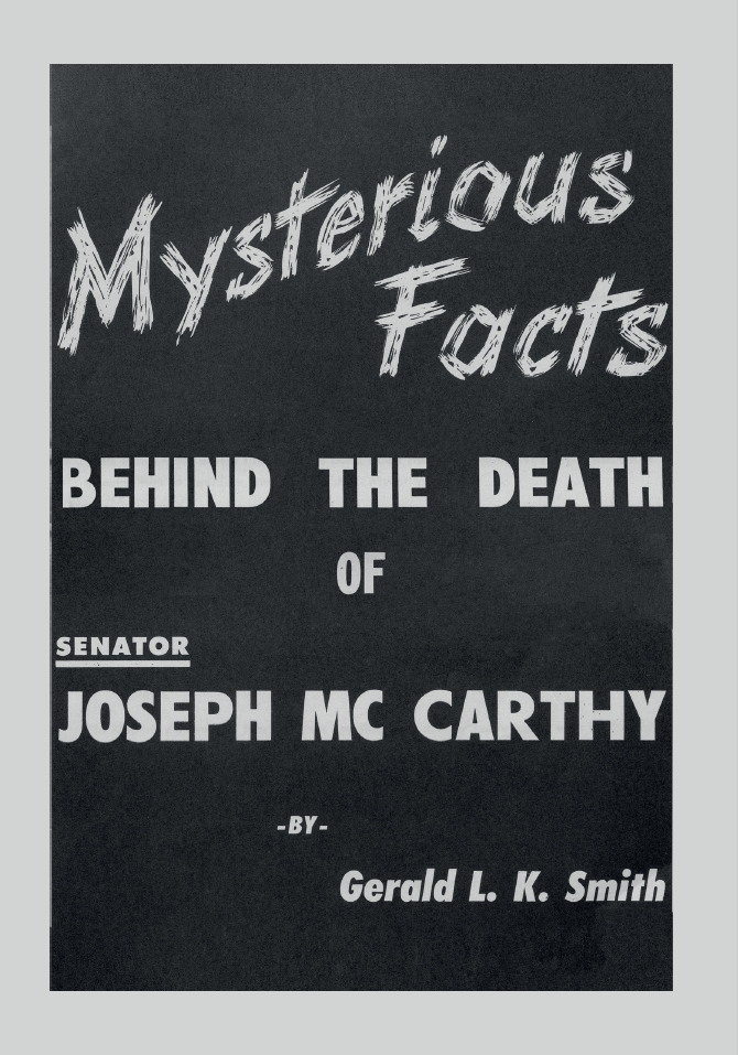 Book Cover of MYSTERIOUS FACTS BEHIND THE DEATH OF SENATOR JOSEPH MCCARTHY