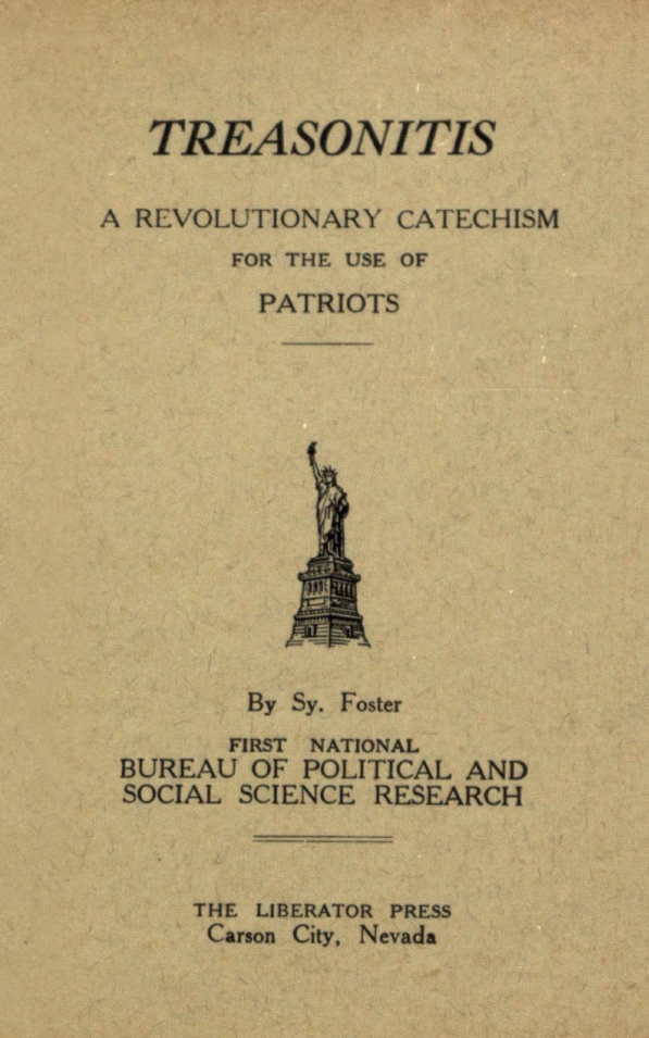 Book Cover of TREASONITIS : A REVOLUTIONARY CATECHISM FOR THE USE OF PATRIOTS