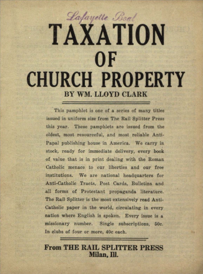 Book Cover of TAXATION OF CHURCH PROPERTY