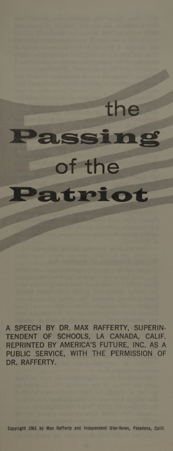 Book Cover of THE PASSING OF THE PATRIOT