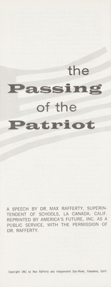 Book Cover of THE PASSING OF THE PATRIOT