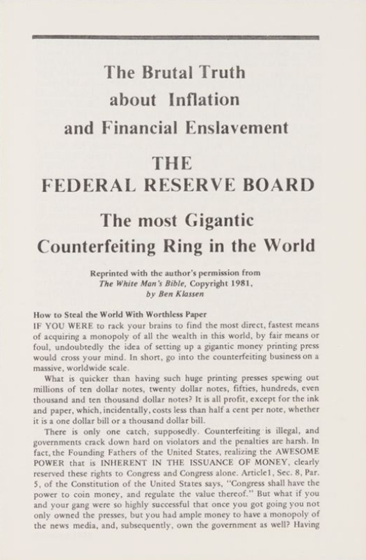 Book Cover of THE BRUTAL TRUTH ABOUT INFLATION AND FINANCIAL ENSLAVEMENT: THE FEDERAL RESERVE BOARD: THE MOST GIGANTIC COUNTERFEITING RING IN THE WORLD