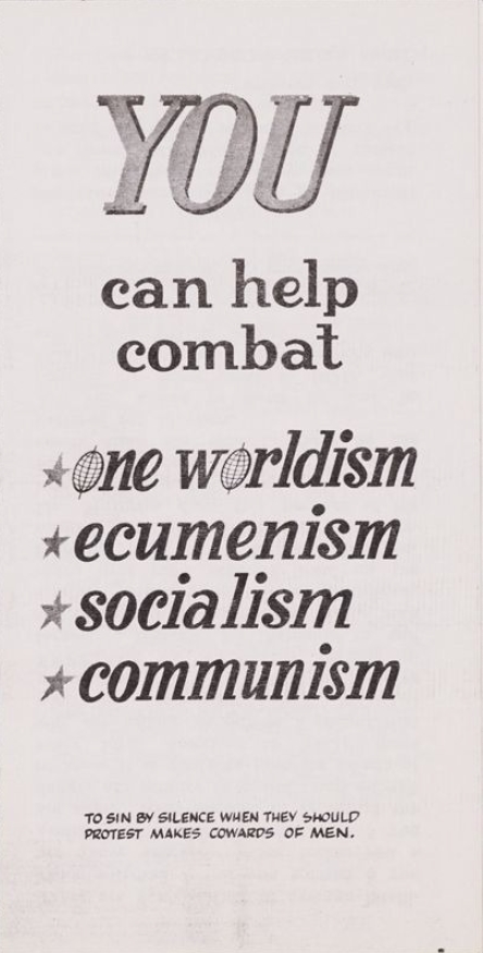 Book Cover of YOU CAN HELP COMBAT ONE WORLDISM, ECUMENISM, SOCIALISM, COMMUNISM