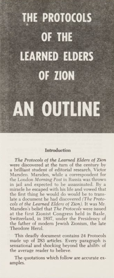 Book Cover of THE PROTOCOLS OF THE LEARNED ELDERS OF ZION: AN OUTLINE