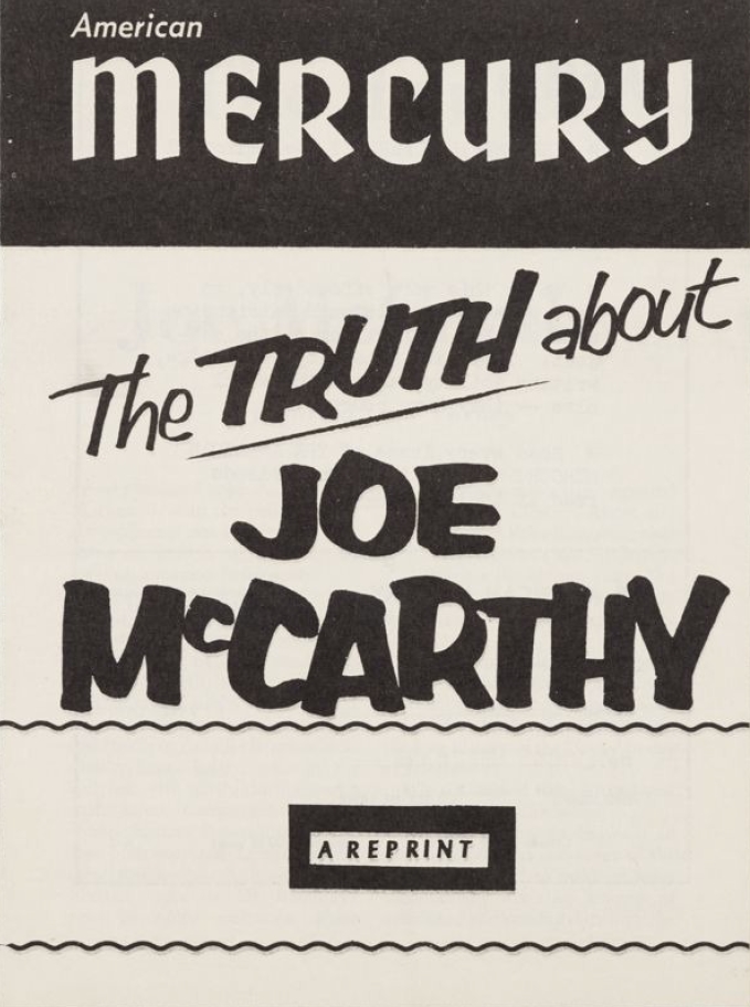 Book Cover of THE TRUTH ABOUT JOE MCCARTHY