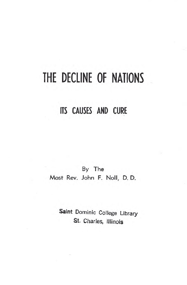 Book Cover of THE DECLINE OF NATIONS: ITS CAUSES AND CURE