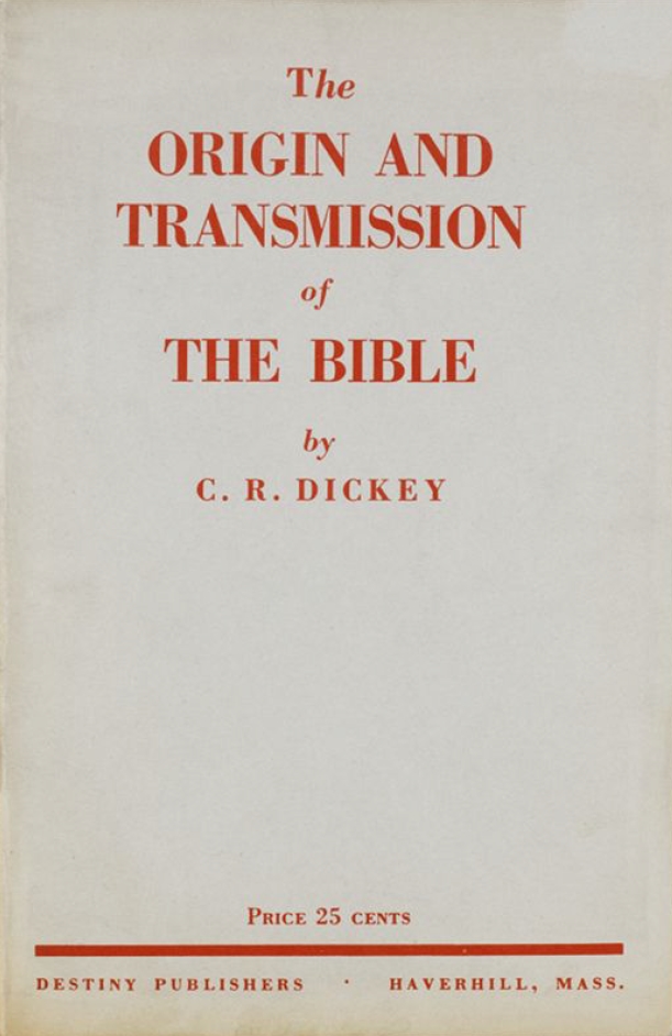 Book Cover of THE ORIGIN AND TRANSMISSION OF THE BIBLE