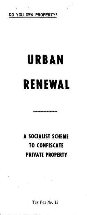 Book Cover of URBAN RENEWAL: A SOCIALIST SCHEME TO CONFISCATE PRIVATE PROPERTY