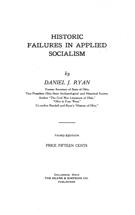 Book Cover of HISTORIC FAILURES IN APPLIED SOCIALISM