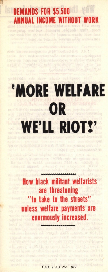 Book Cover of "MORE WELFARE OR WE'LL RIOT!": HOW BLACK MILITANT WELFARISTS ARE THREATENING "TO TAKE TO THE STREETS" UNLESS WELFARE PAYMENTS ARE ENORMOUSLY INCREASED