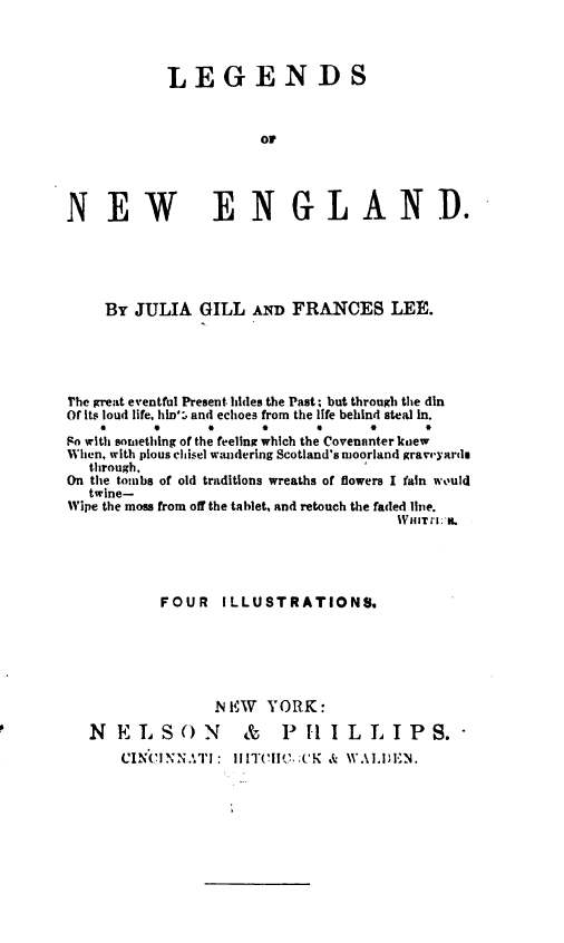 Book Cover of LEGENDS OF NEW ENGLAND