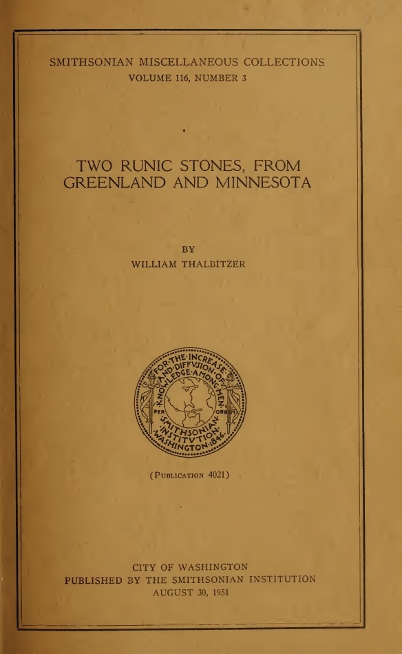 Book Cover of TWO RUNIC STONES, FROM GREENLAND AND MINNESOTA