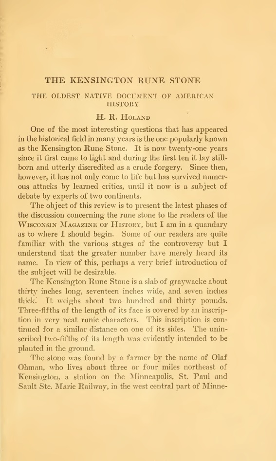 Book Cover of THE KENSINGTON RUNE STONE: THE OLDEST NATIVE DOCUMENT OF AMERICAN HISTORY