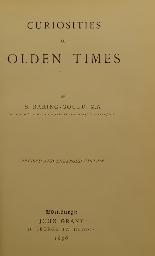 Book Cover of CURIOSITIES OF OLDEN TIMES