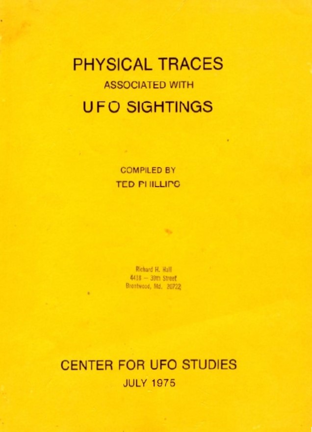 Book Cover of PHYSICAL TRACES ASSOCIATED WITH UFO SIGHTINGS: A PRELIMINARY CATALOG