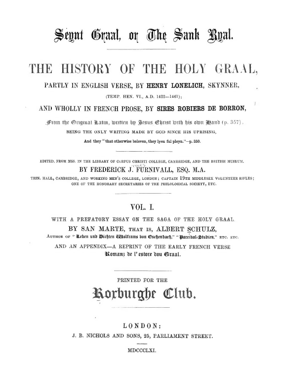 Book Cover of SEYNT GRAAL; OR, THE SANK RYAL: THE HISTORY OF THE HOLY GRAAL