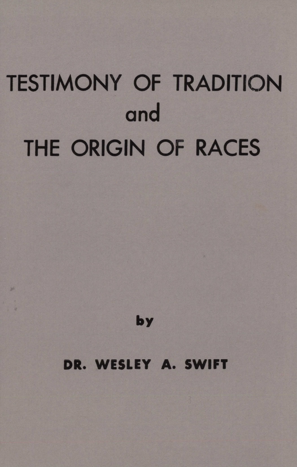 Book Cover of TESTIMONY OF TRADITION AND THE ORIGIN OF RACES