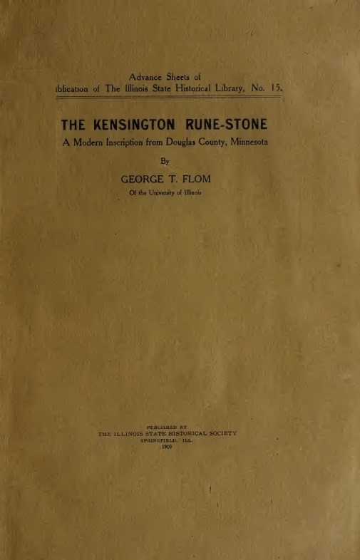 Book Cover of THE KENSINGTON RUNE-STONE: A MODERN INSCRIPTION FROM DOUGLAS COUNTY, MINNESOTA