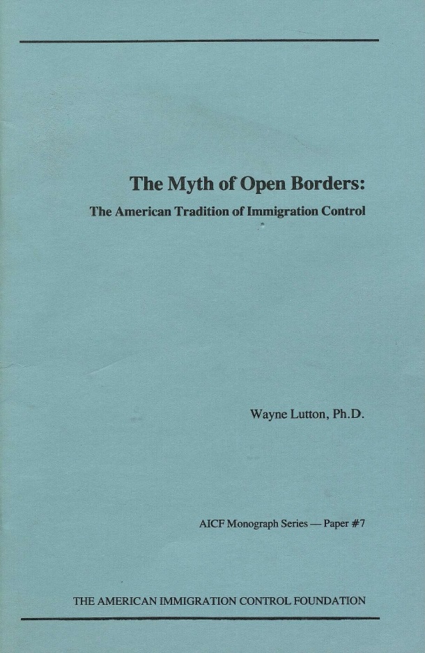 Book Cover of THE MYTH OF OPEN BORDERS: THE AMERICAN TRADITION OF IMMIGRATION CONTROL