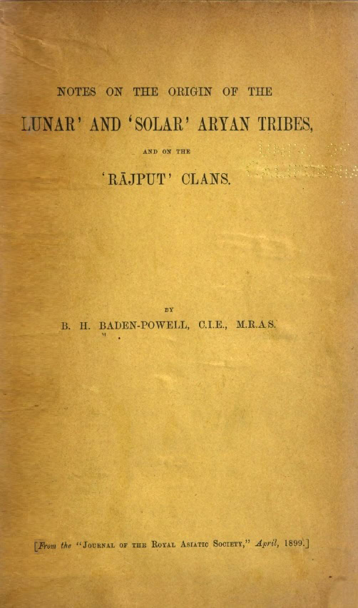 Book Cover of NOTES ON THE ORIGIN OF ‘THE LUNAR’ AND ‘SOLAR’ ARYAN TRIBES, AND ON THE ‘RĀJPUT’ CLANS