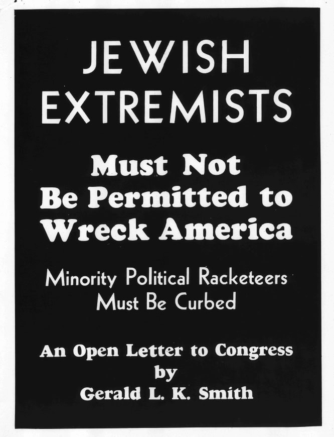 Book Cover of JEWISH EXTREMISTS MUST NOT BE PERMITTED TO WRECK AMERICA; MINORITY POLITICAL RACKETEERS MUST BE CURBED; AN OPEN LETTER TO CONGRESS