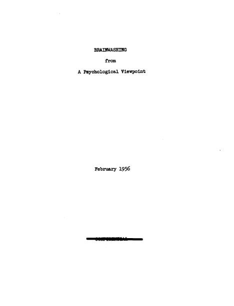 Book Cover of BRAINWASHING; FROM A PSYCHOLOGICAL STANDPOINT