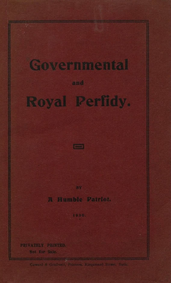Book Cover of GOVERNMENTAL AND ROYAL PERFIDY