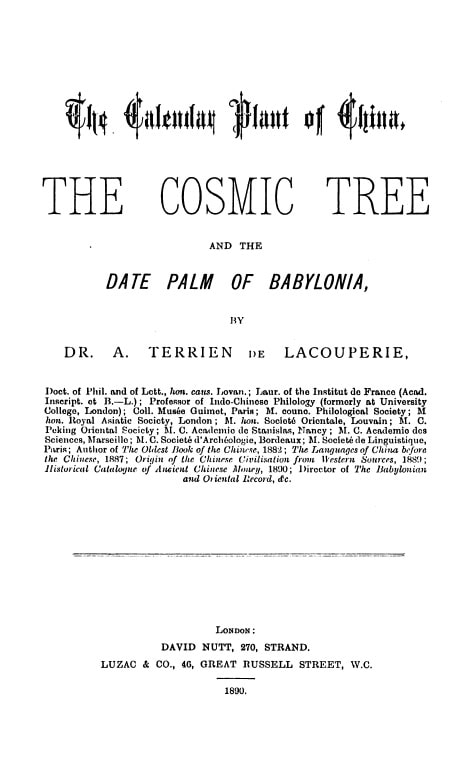 Book Cover of THE CALENDAR PLANT OF CHINA, THE COSMIC TREE AND THE DATE PALM OF BABYLONIA
