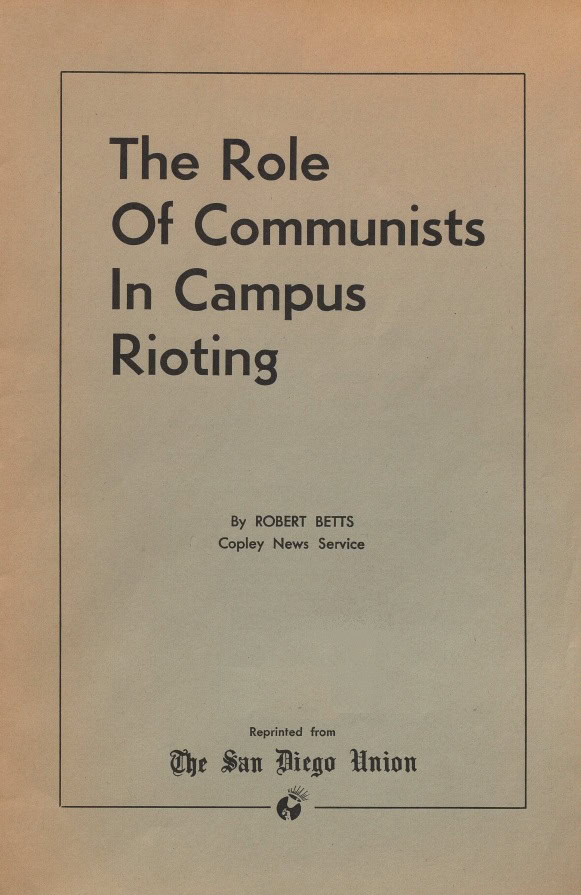 Book Cover of THE ROLE OF COMMUNISTS IN CAMPUS RIOTING