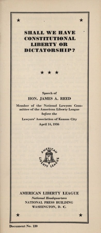 Book Cover of SHALL WE HAVE CONSTITUTIONAL LIBERTY OR DICTATORSHIP?