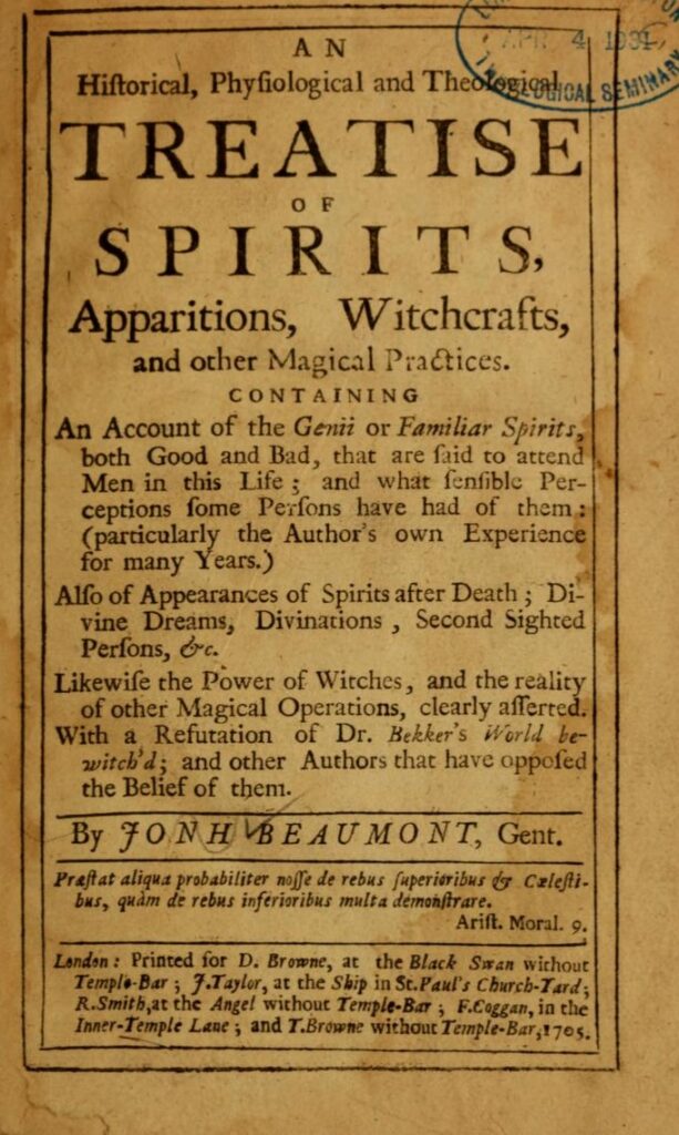 Book Cover of AN HISTORICAL, PHYSIOLOGICAL AND THEOLOGICAL TREATISE OF SPIRITS, APPARITIONS, WITCHCRAFTS, AND OTHER MAGICAL PRACTICES