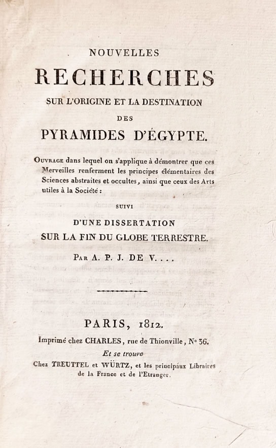 Book Cover of NOUVELLES RECHERCHES SUR L’ORIGINE ET LA DESTINATION DES PYRAMIDES D’ÉGYPTE